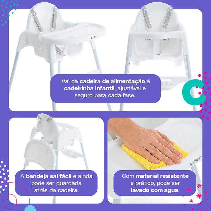 Cadeira de Alimentação 2 em 1 Cosco Kids Cook 2 Posições de Altura 0 a 15kg - 2