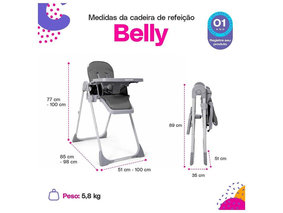 Cadeira de Alimentação Cosco Kids Belly 7 Posições de Altura 0 a 15kg - 6