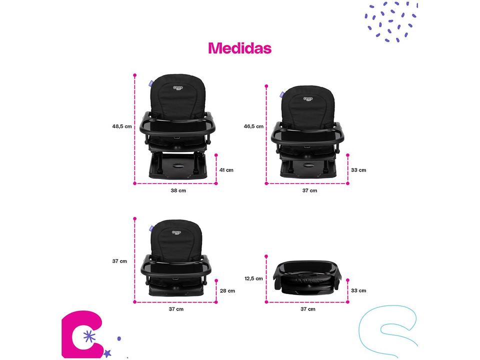 Cadeira de Alimentação Portátil Cosco Kids Pop 3 Níveis de Altura até 15kg - 5