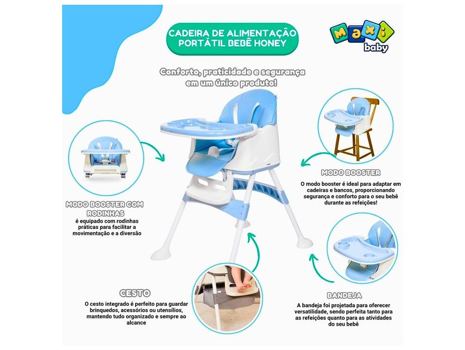 Cadeira de Alimentação Portátil Maxi Baby Honey 4 Níveis de Altura até 23kg - 1