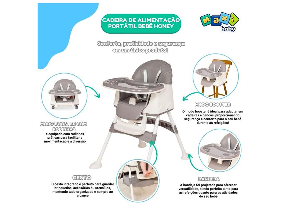 Cadeira de Alimentação Portátil Maxi Baby Honey 4 Níveis de Altura até 23kg - 1