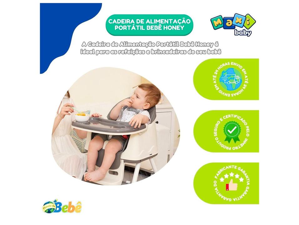 Cadeira de Alimentação Portátil Maxi Baby Honey 4 Níveis de Altura até 23kg - 3