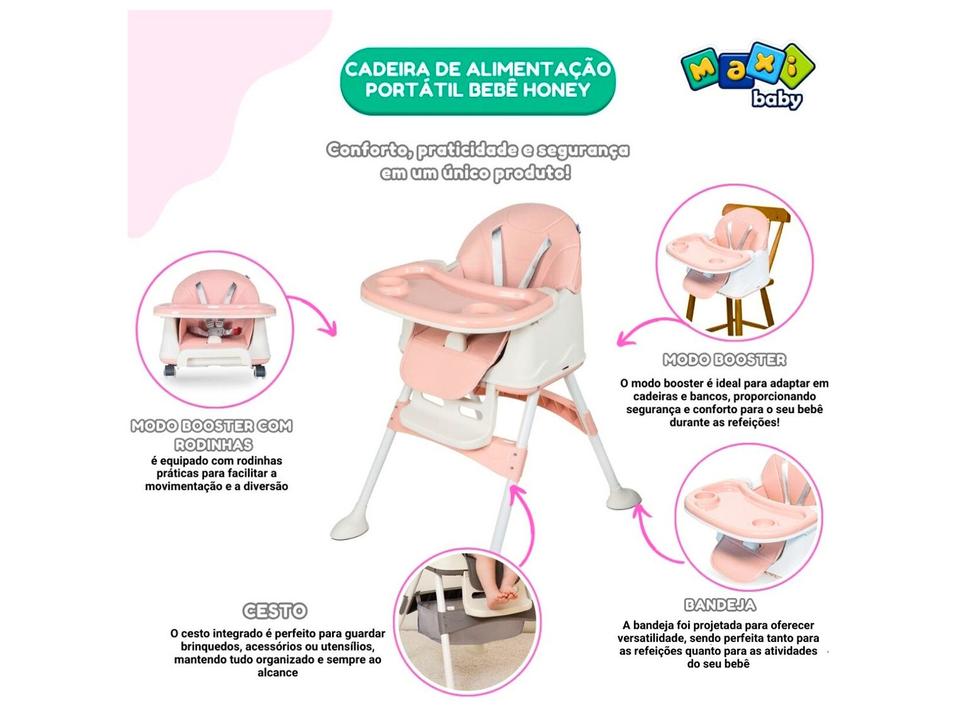Cadeira de Alimentação Portátil Maxi Baby Honey 4 Níveis de Altura até 23kg - 1