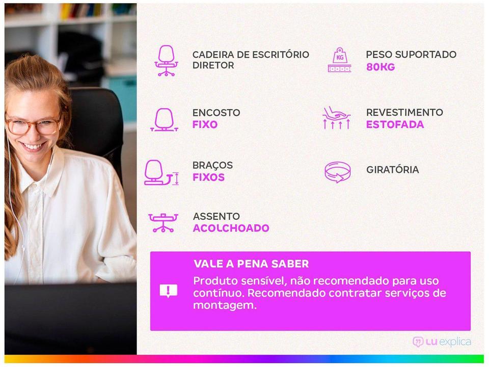 Cadeira de Escritório Diretor Giratória Preta DIR-002B Otello - 1