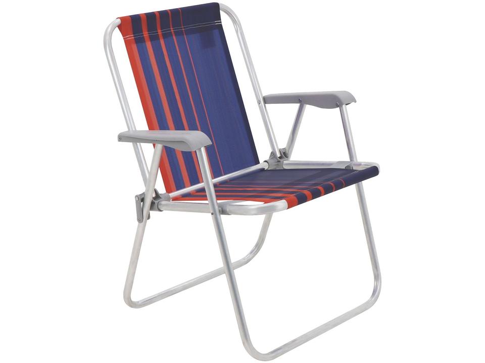 Cadeira de Praia Alta Tramontina Basic Samoa Azul Escuro e Laranja - 2