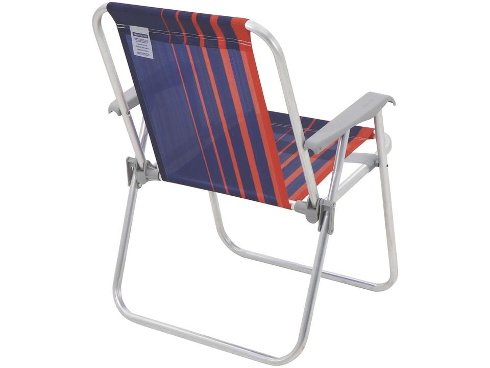 Cadeira de Praia Alta Tramontina Basic Samoa Azul Escuro e Laranja - 4