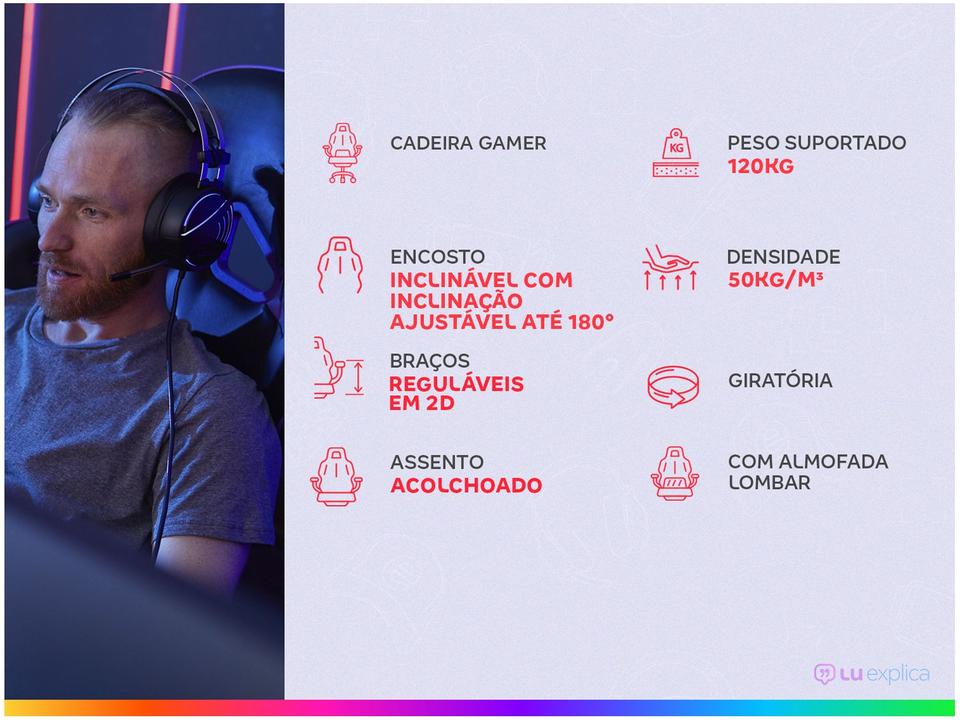 Cadeira Gamer Reclinável Preta e Vermelha GAM-VE1 AC Comercial - 1