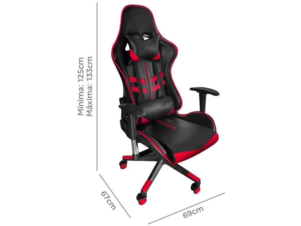 Cadeira Gamer Reclinável Preta e Vermelha GAM-VE1 AC Comercial - 8