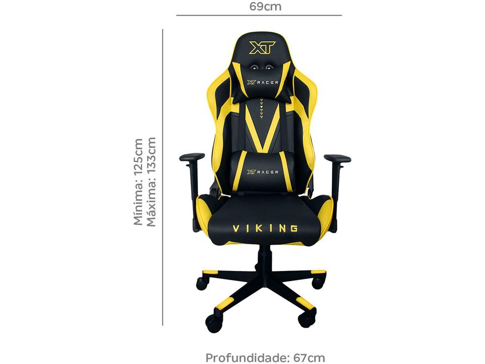 Cadeira Gamer XT Racer Reclinável Giratória Preta e Amarela Viking Series XTR-011 - 8