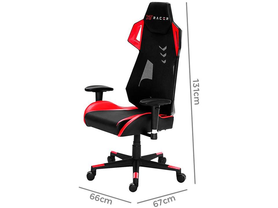 Cadeira Gamer XT Racer Reclinável - Preta e Vermelha Armor Series XTA100 - 7