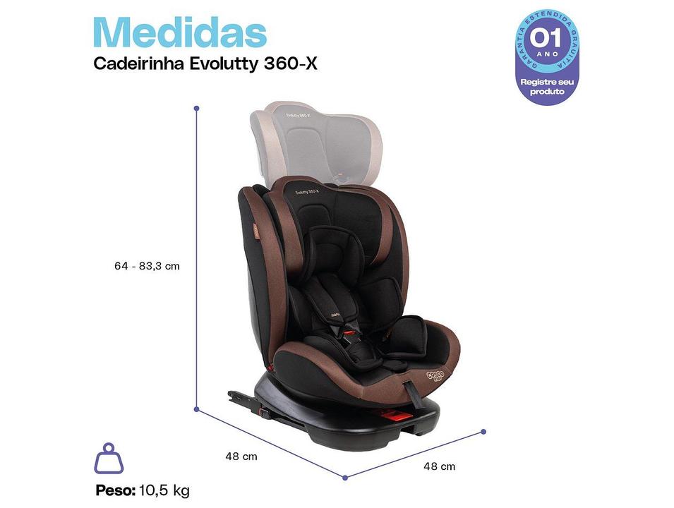 Cadeirinha para Auto Reclinável com Isofix Cosco Kids Evolutty 360-X 0 a 36kg 4 Posições - 4