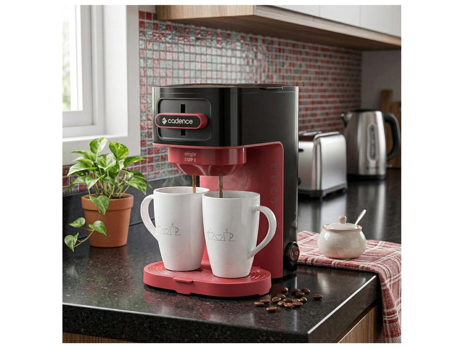 Cafeteira Cadence Single Up 2 Cafés Preta e Vermelha CAF230 - 1