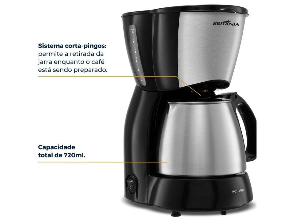 Cafeteira Elétrica Britânia BCF19B Inox 18 Xícaras Preto - 3