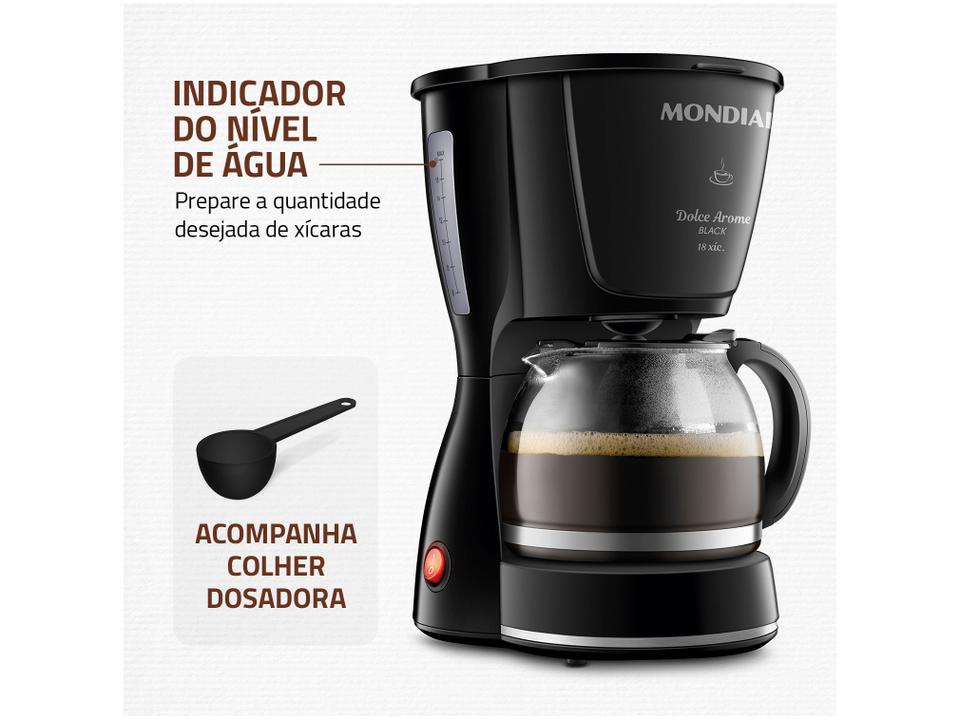 Cafeteira Elétrica Mondial Dolce Arome Black C-30-18X-FB 18 Cafés Preta - 4