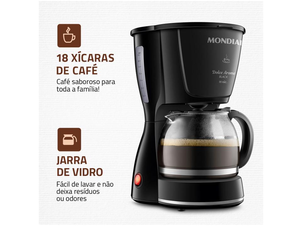 Cafeteira Elétrica Mondial Dolce Arome Black C-30-18X-FB 18 Cafés Preta - 1
