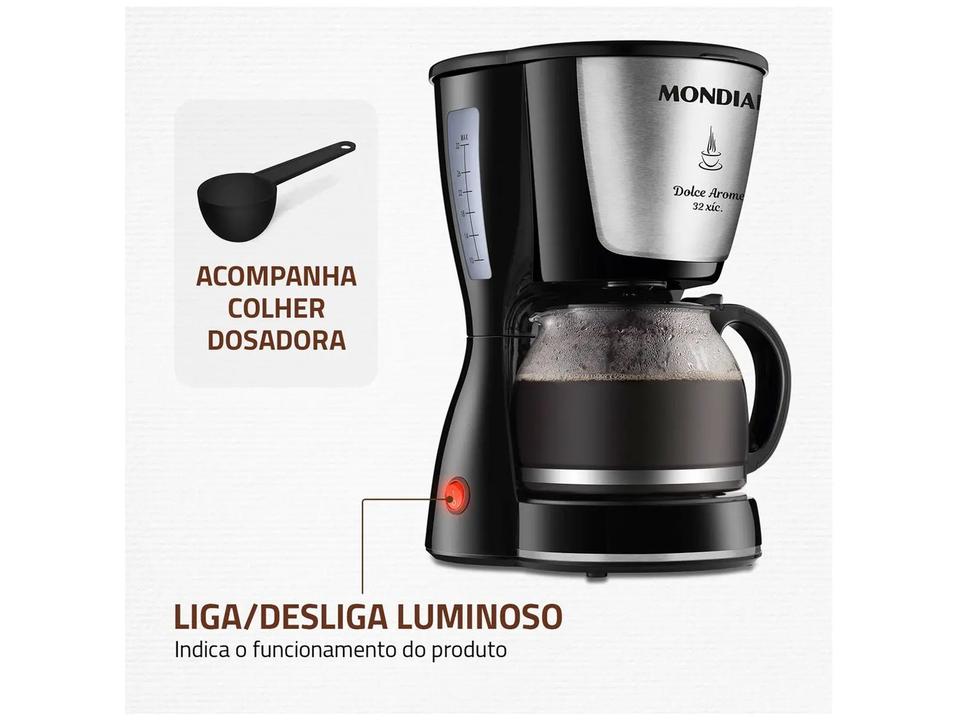 Cafeteira Elétrica Mondial Dolce Arome C-32-32X 32 Cafés Preto e Inox - 5