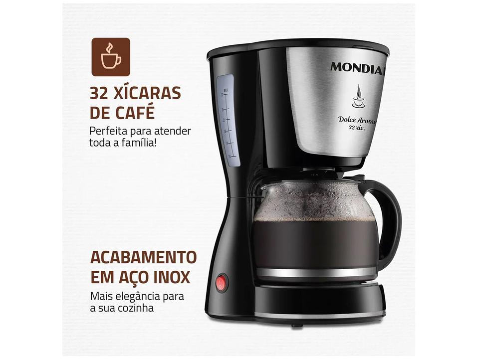 Cafeteira Elétrica Mondial Dolce Arome C-32-32X 32 Cafés Preto e Inox - 1
