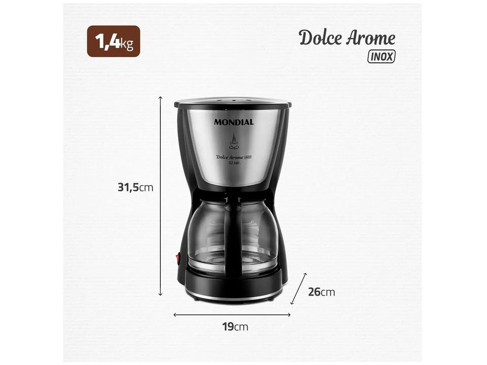 Cafeteira Elétrica Mondial Dolce Arome C-32-32X 32 Cafés Preto e Inox - 16