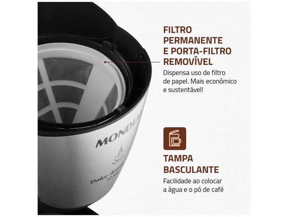 Cafeteira Elétrica Mondial Dolce Arome C-32-32X 32 Cafés Preto e Inox - 3