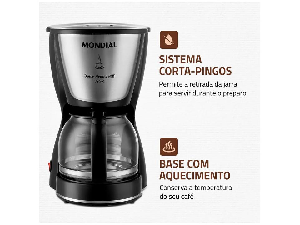 Cafeteira Elétrica Mondial Dolce Arome C-32-32X 32 Cafés Preto e Inox - 2