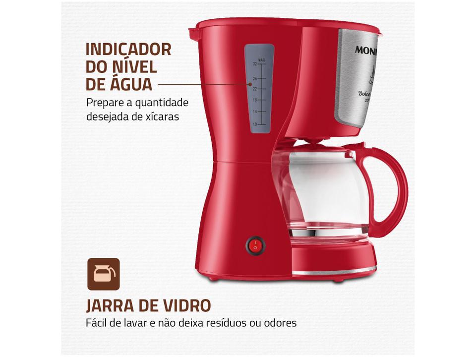 Cafeteira Elétrica Mondial Dolce Arome Vermelha 18 Xícaras - 4