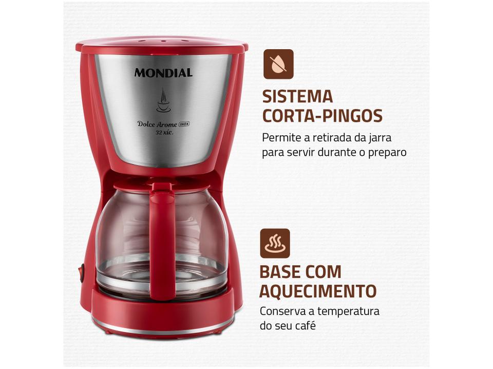 Cafeteira Elétrica Mondial Dolce Arome Vermelha 18 Xícaras - 2