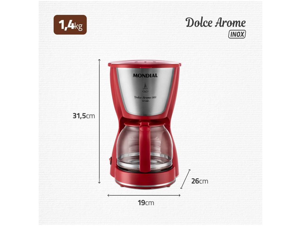 Cafeteira Elétrica Mondial Dolce Arome Vermelha 18 Xícaras - 6