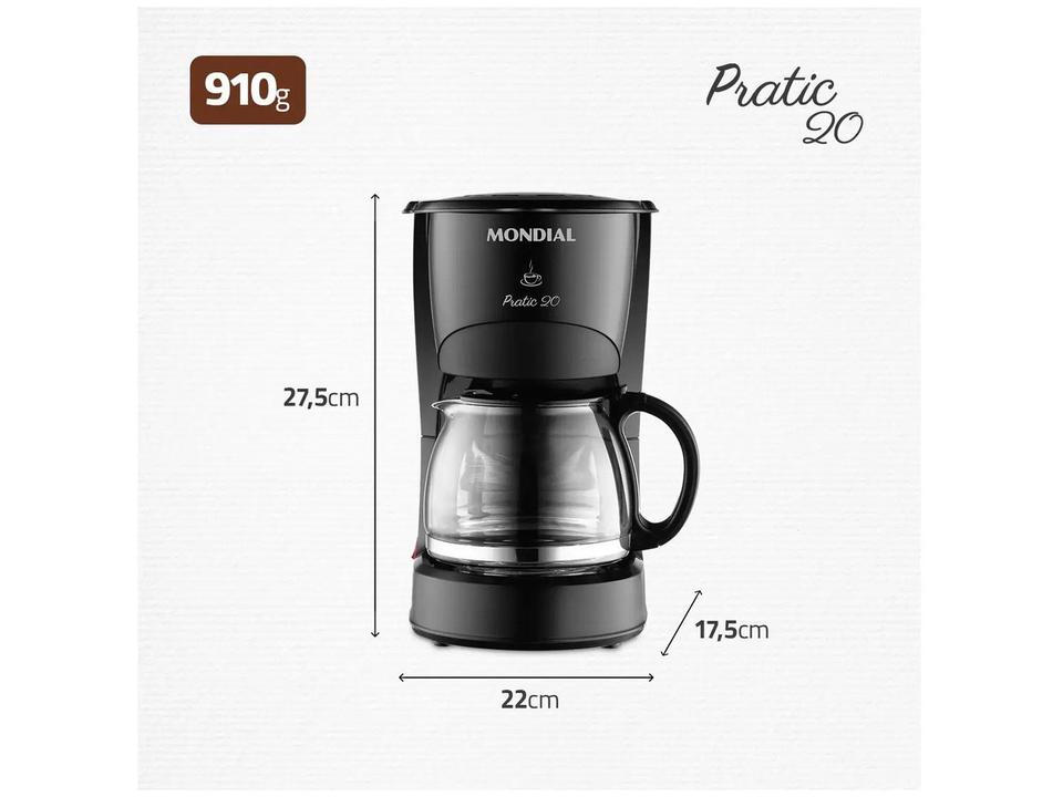Cafeteira Elétrica Mondial Pratic 20 CN-01-20X 20 Cafés Preto - 17