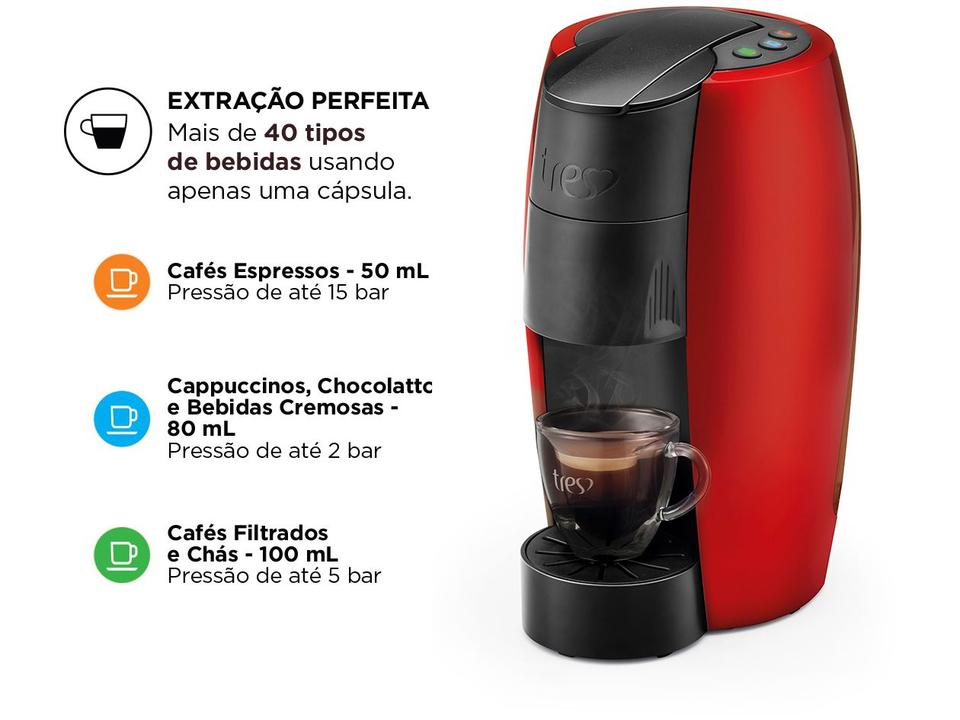 Cafeteira Espresso TRES 3 Corações Lov - 15 Bar Vermelho - 25