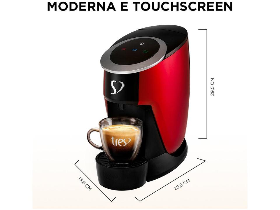 Cafeteira Espresso TRES Touch Preta 3 Corações - 110 V - 6