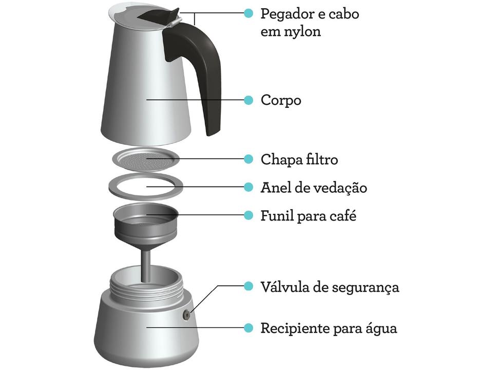 Cafeteira Italiana Inox Tramontina para Espresso 61768100 6 Xícaras - 1