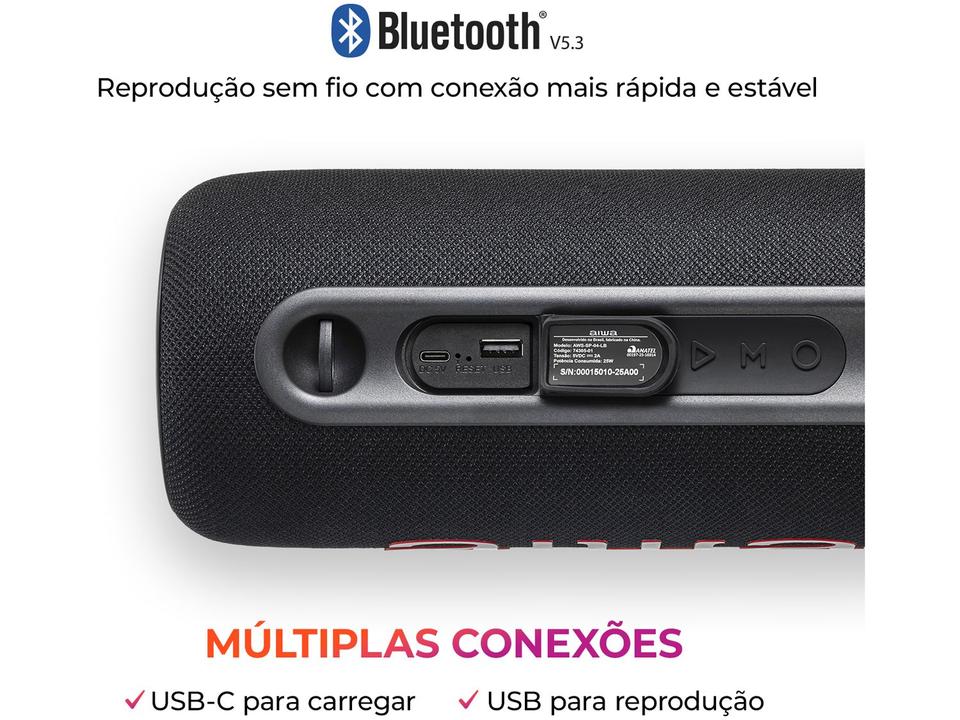 Caixa de Som Aiwa AWS-SP-04-LB Bluetooth Portátil 40W USB - 8