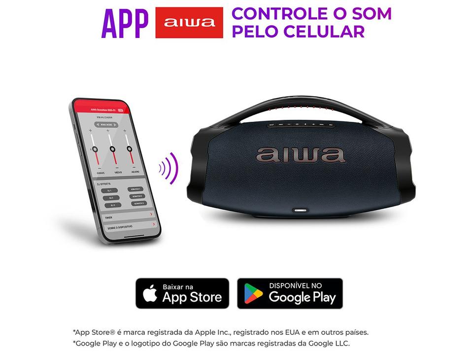 Caixa de Som Aiwa Boombox Light Plus AWS-BBS-01-LBL Bluetooth Ativa Portátil 200W USB - 11