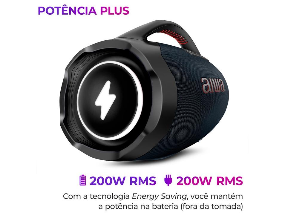 Caixa de Som Aiwa Boombox Light Plus AWS-BBS-01-LBL Bluetooth Ativa Portátil 200W USB - 3
