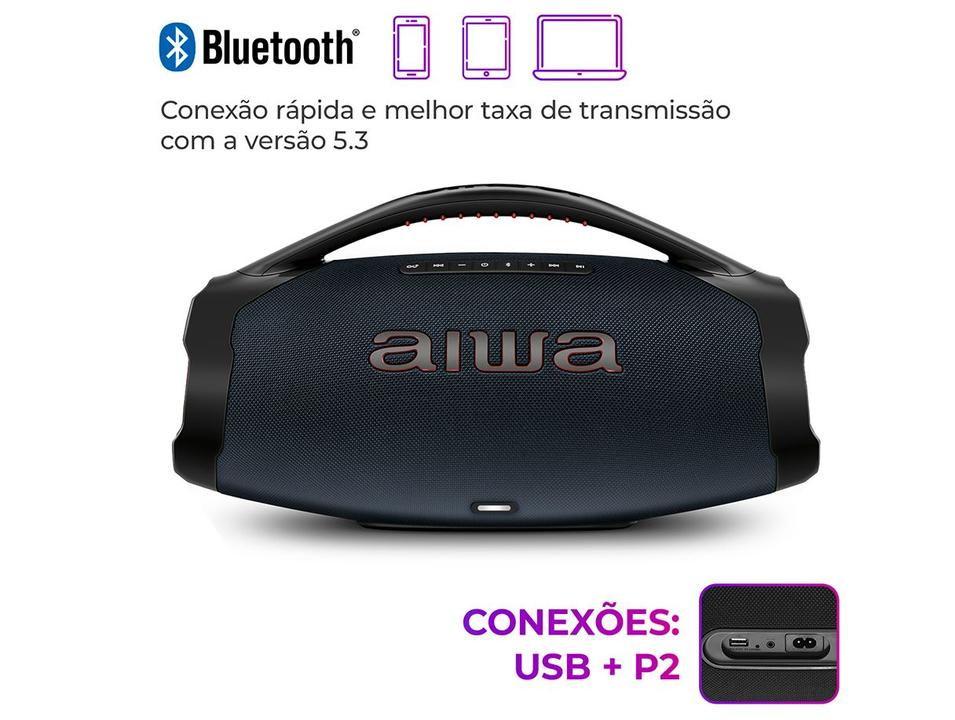 Caixa de Som Aiwa Boombox Light Plus AWS-BBS-01-LBL Bluetooth Ativa Portátil 200W USB - 9
