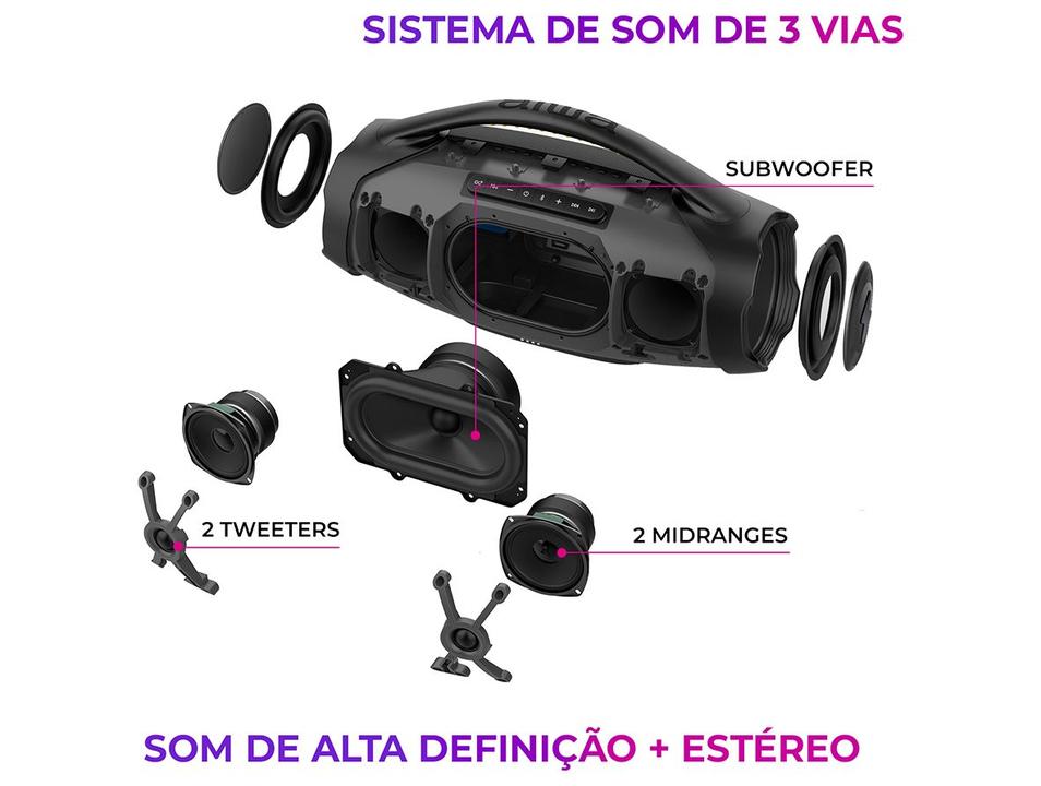 Caixa de Som Aiwa Boombox Light Plus AWS-BBS-01-LBL Bluetooth Ativa Portátil 200W USB - 4