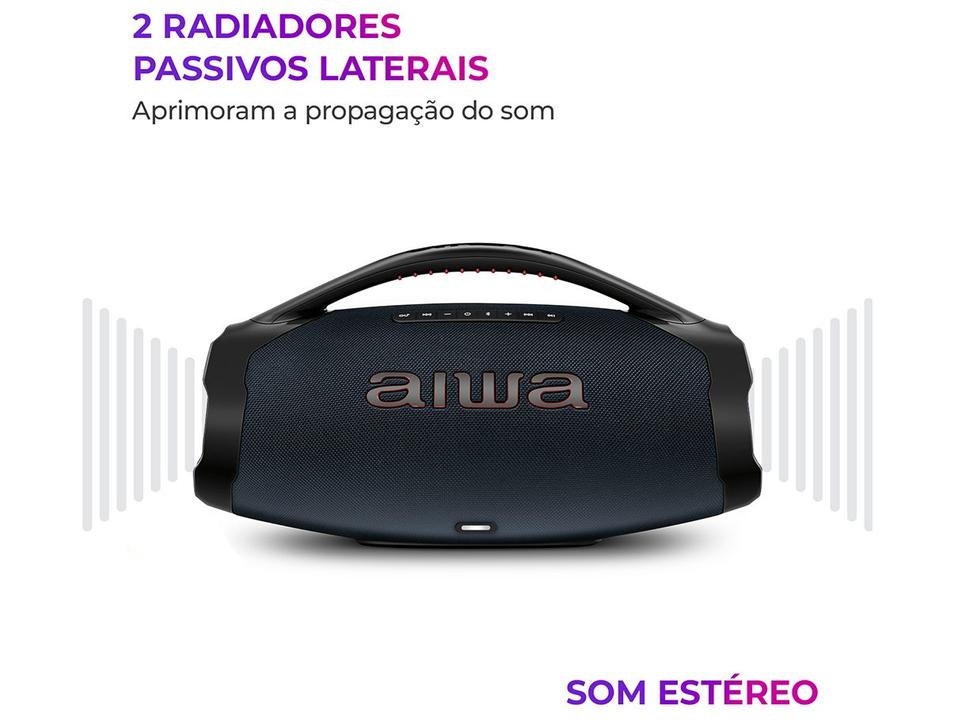 Caixa de Som Aiwa Boombox Light Plus AWS-BBS-01-LBL Bluetooth Ativa Portátil 200W USB - 5