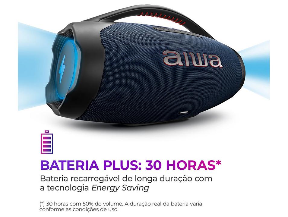 Caixa de Som Aiwa Boombox Light Plus AWS-BBS-01-LBL Bluetooth Ativa Portátil 200W USB - 8