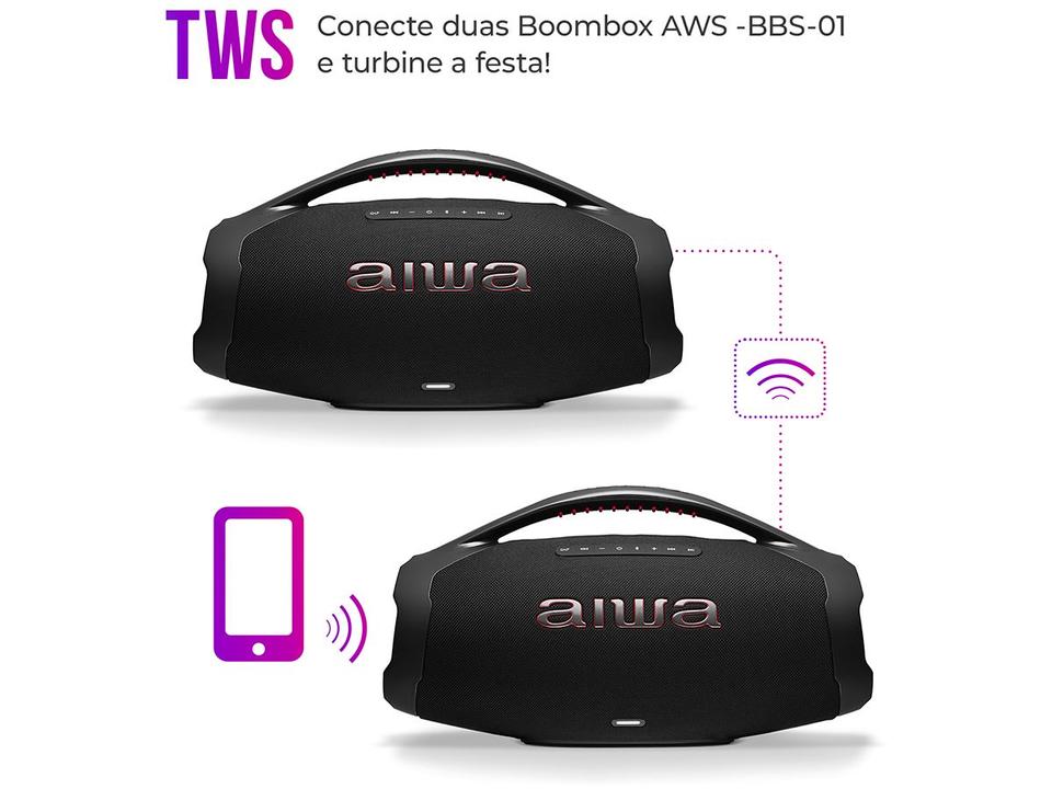 Caixa de Som Aiwa Boombox Plus AWS-BBS-01-B Bluetooth Amplificada 200W USB - 6