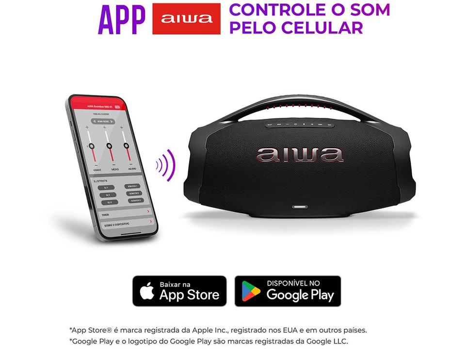 Caixa de Som Aiwa Boombox Plus AWS-BBS-01-B Bluetooth Amplificada 200W USB - 5