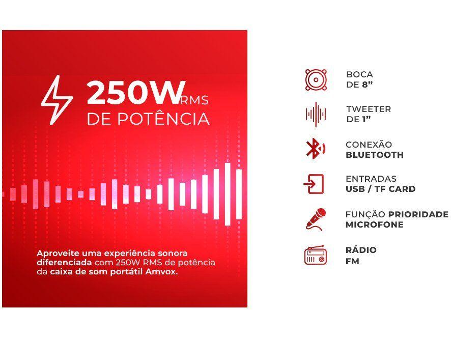 Caixa de Som Amplificada Bluetooth Amvox - 3
