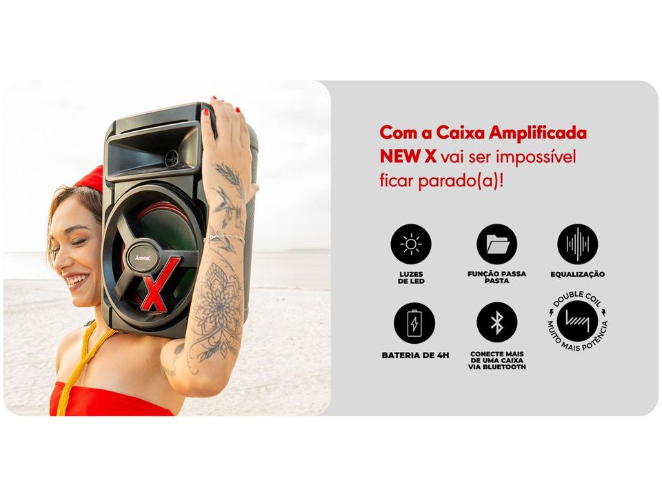 Caixa de Som Amplificada Bluetooth Amvox ACA 251 New X 250W 8” USB com Tweeter - 17