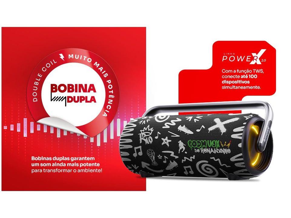 Caixa de Som Amplificada Bluetooth Amvox Boom Vox ACA 610W RMS USB - 6