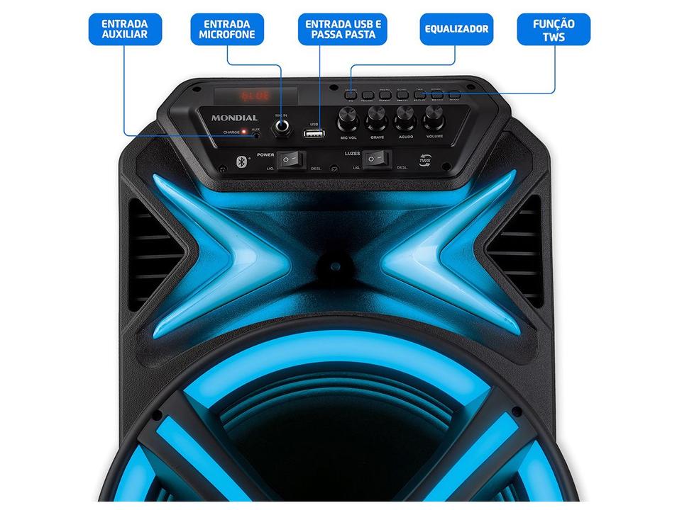 Caixa de Som Amplificada Bluetooth Mondial CM-550-L 550W USB - 6