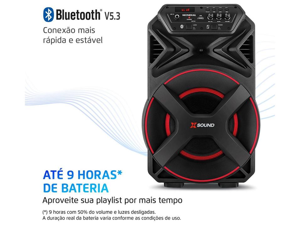 Caixa de Som Amplificada Bluetooth Mondial XSound CM-300-N 300W RMS USB - 4
