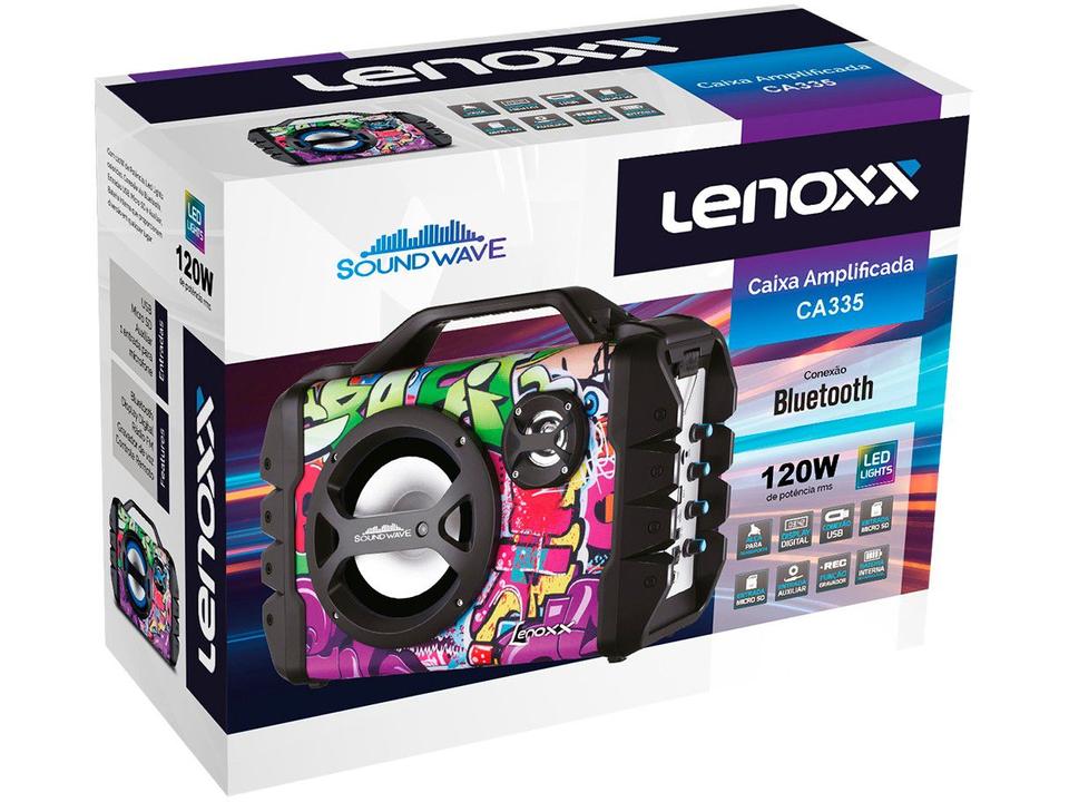 Caixa de Som Bluetooth Lenoxx CA 335 Portátil - Amplificada 120W USB - Bivolt - 6