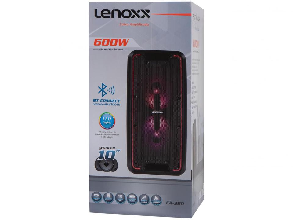 Caixa de Som Bluetooth Lenoxx CA 360 Ativa - Amplificada 600W USB - Bivolt - 9