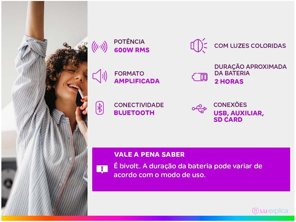 Caixa de Som Bluetooth Lenoxx CA 360 Ativa - 1