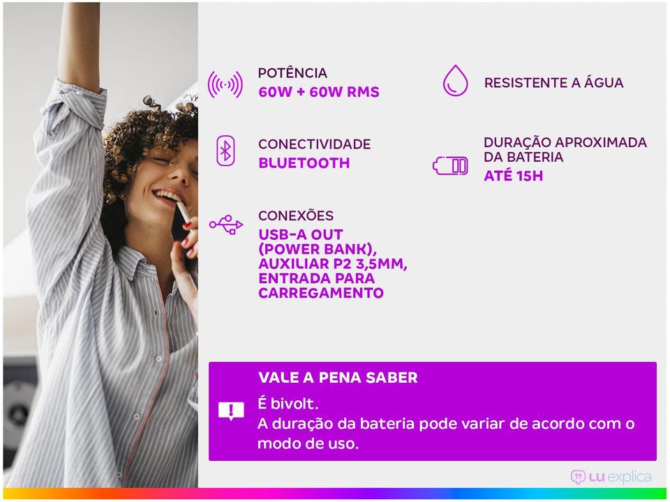 Caixa de Som LG Xboom Go XG8T Bluetooth - 1