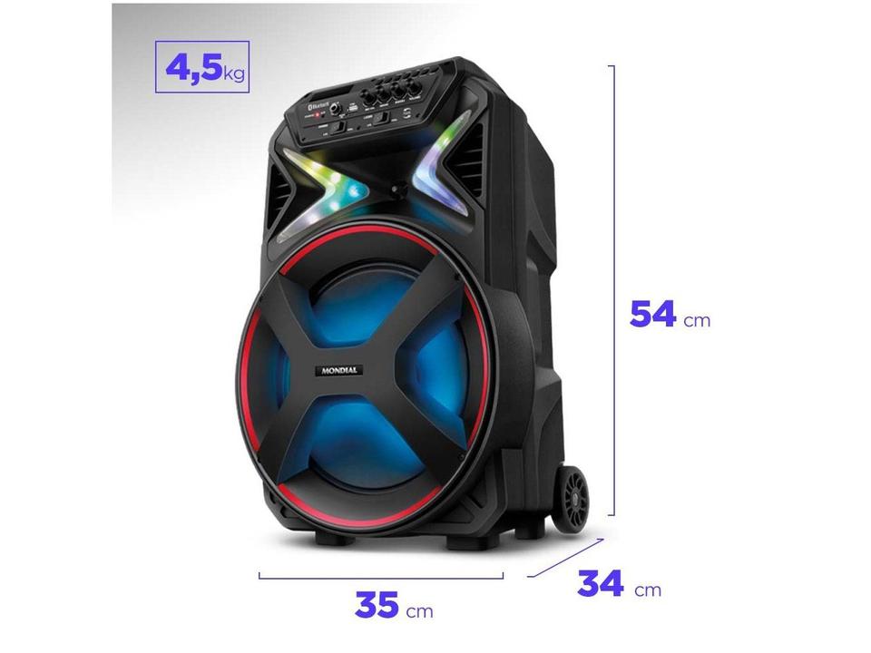 Caixa de Som Mondial CM-400 Bluetooth Portátil Amplificada 400W USB - 7
